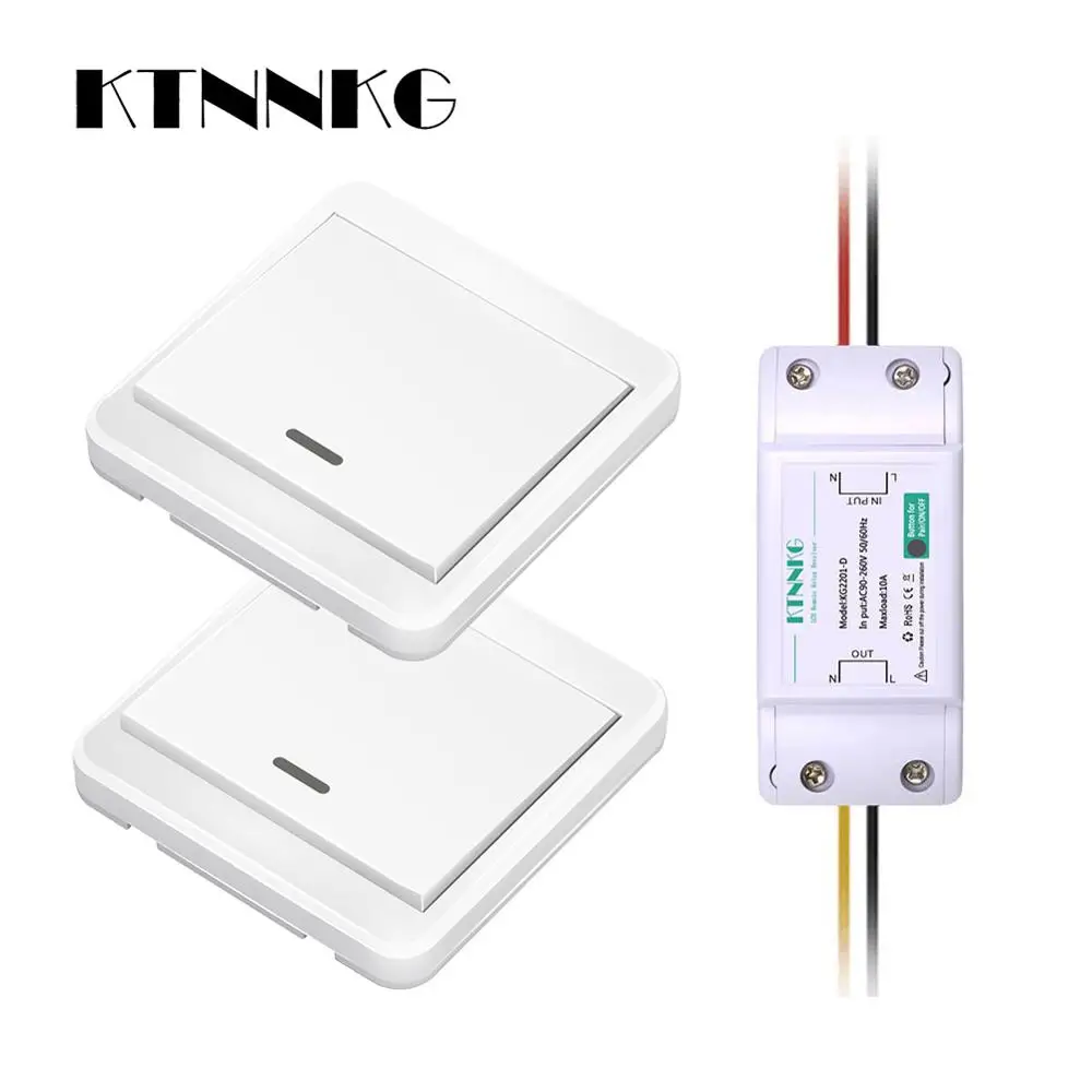 AC 220V Smart Remote Control Switch 1 Gang Relay Module Lamp LED Controller Wall Panel RF Chain Gadgets 1 Button Kit KTNNKG