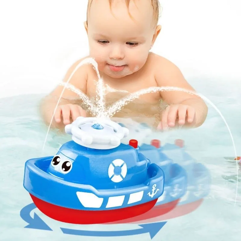 Brinquedos de banho do bebê dos desenhos animados elétricos adorável água spray barco chuveiro do bebê natação brinquedos crianças presentes aniversário playmate