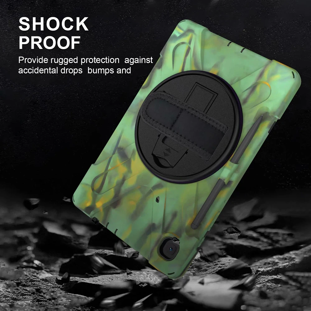 

10.4'' S6 Lite Tablet Cases For Samsung Galaxy Tab S6 Lite Case P620 P610 P619 Cover Rotating Hand Strap Silicone Stand PC Shell