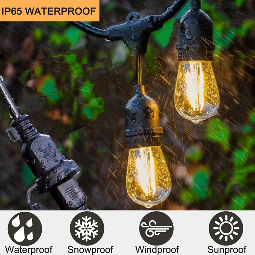 S14 LED String Lights E27 Retro Edison Filament Bulb Outdoor Christmas Decoration Garlands Patio porch lights
