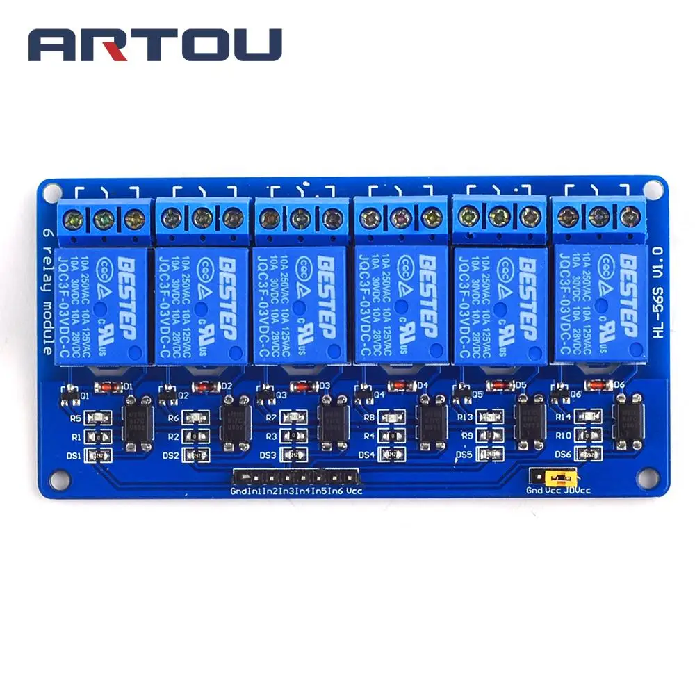 3V 3.3V 6 Channel Relay Module Low Level Trigger with Optocoupler PCB Board Relay Output 6 way Relay Module for Arduino