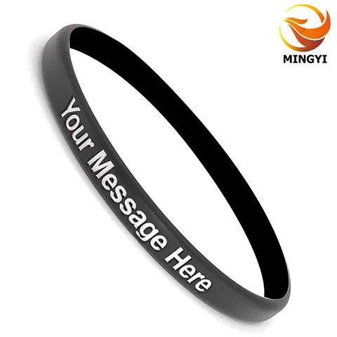 1pcs Custom Bracelet 8mm Width Tiny Silicone Wristband Customized Wrist Bands Universal For Events, Party, Weddings Etc.