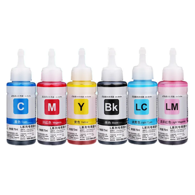 Dye tinte Basierend Non OEM 6 farbe Refill Tinte Kit 70ml für Epson L800 L801 drucker tinte Patrone Keine. T6731/2/3/4/5/6