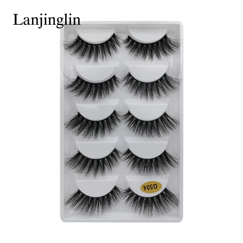 5 Paar 3d Nerts Haar Valse Wimpers Natuurlijke Herbruikbare Lange Volle Wimpers Piekerige Make-Up Wimper Extensie Sexy Nep Lash Cilios
