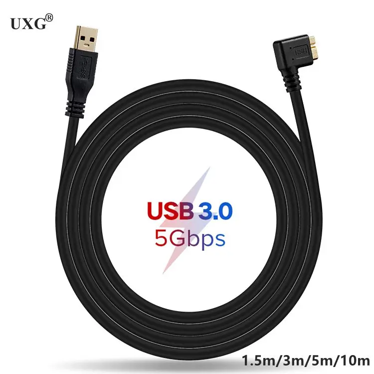 High Speed USB 3.0 To 90 Degree Right Angled Micro B Cable For Mobile Hard Disk USB 3.0 Cable Line Nikon Canon SLR Camera 5m10m