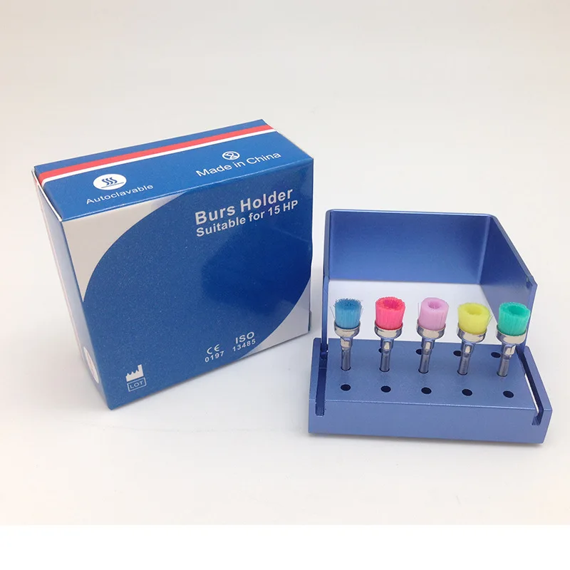 Gold/Pink/Blue 15holes Aluminium Dental Burs Holder Odontologia Bur Block Holder Autoclavable Disinfection Box Dental Tools