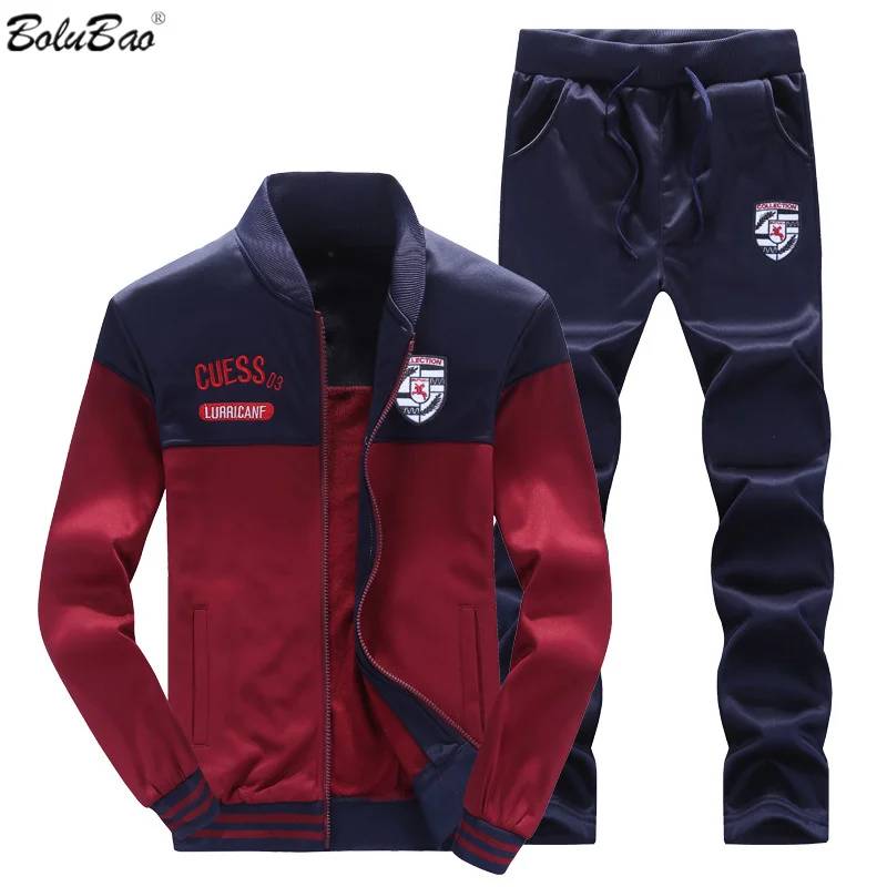 BOLUBAO 2021 New Men Trendy Sports Sets Fashion Brand Men\'s Baseball Jacket + Pants Sportswear Long Sleeve Tracksuit Set Male