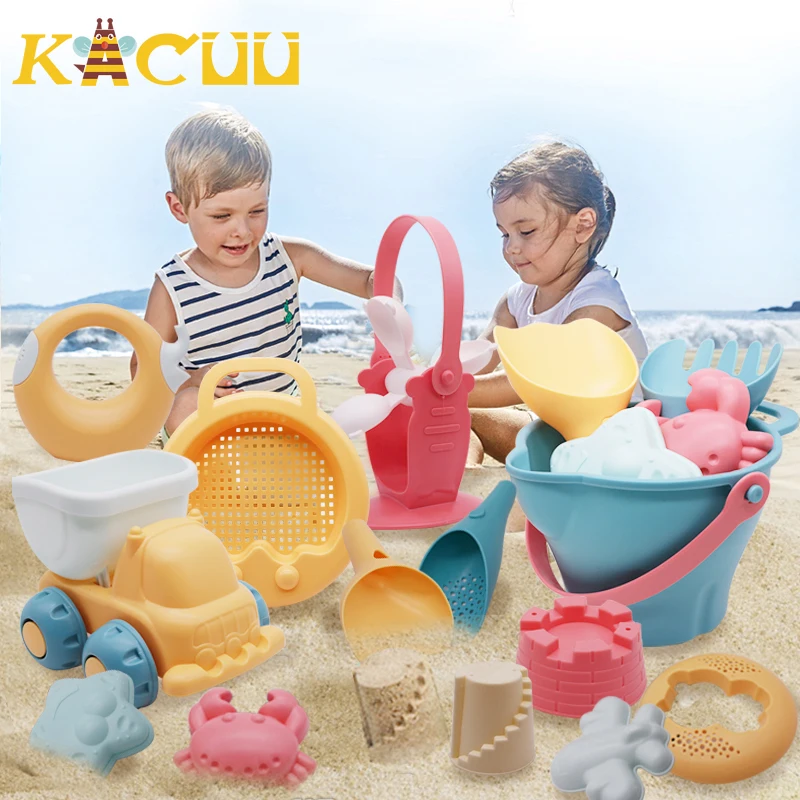 

Summer Silicone Soft Baby Beach Toys Baby Beach Game Toy Children Sandbox Set Kit Summer Toy for Beach Play Sand Water Play Cart