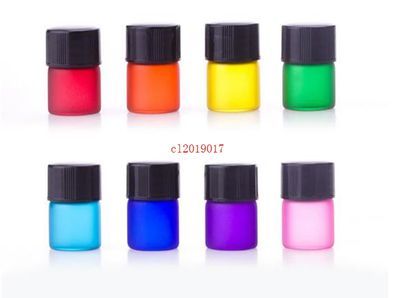 Colorful 2000PCS/lot 1ML 1/4 Dram Frosted Mini Perfume Glass Bottle, 1CC Sample Vial, Small Essential Oil Bottle