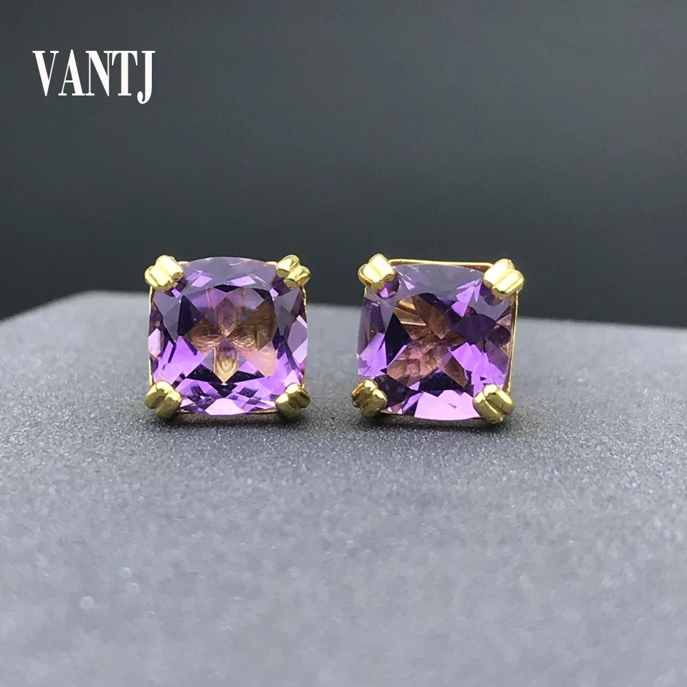 

Vantj Elegan Natural Amethyst Earring Sterling 925 Silver for Women Lady Birthday Party Fine Jewelry Gift Wholesale