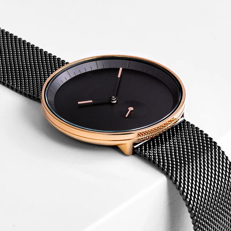 BREAK Men\'s Fashion Minimalist Wrist Watch Ultra-thin Waterproof Quartz Sports Watches with Mesh Band