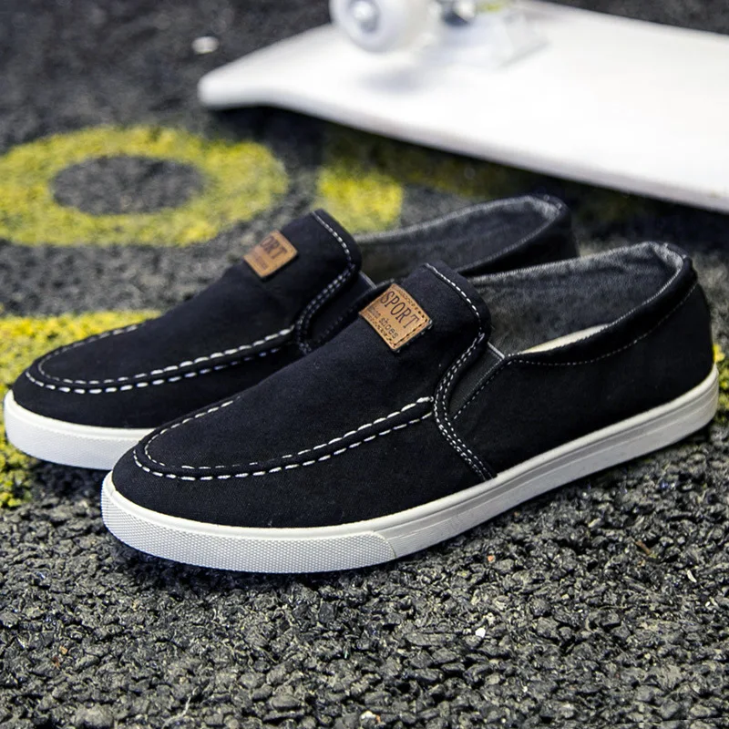 mens shoes casual Denim Male sneaker Slip on Loafers Men Canvas Shoes Breathable Soft Flat Driving Shoes mens casual 2021