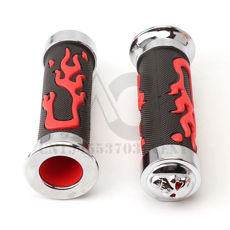 14mm 15mm General Motorcycle Modification Flame Pattern Skull Head Decorative Handlebar Off-road Vehicle Motorcycle Parts