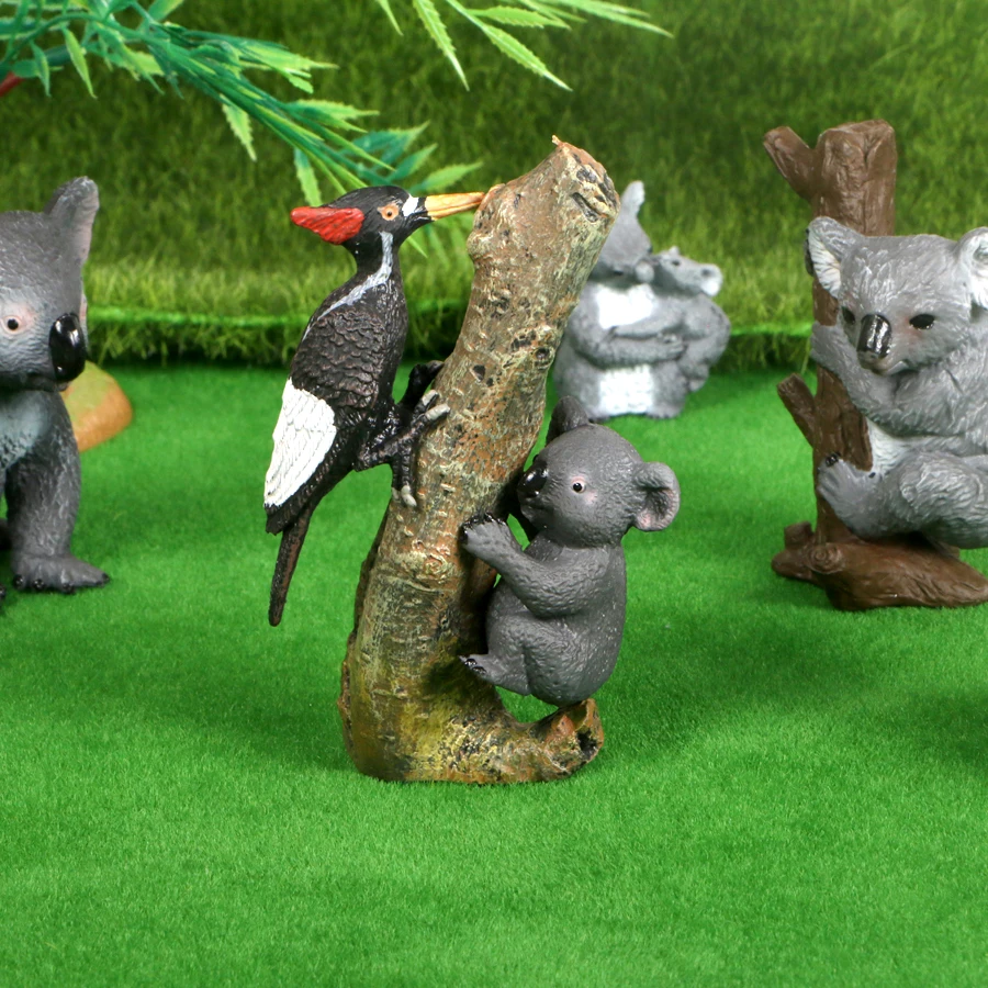 Figuras de acción de animales del bosque, modelos de plástico del Zoo, simulación de animales australianos, lindos modelos de Koala, figuras familiares, juegos de juguetes para niños