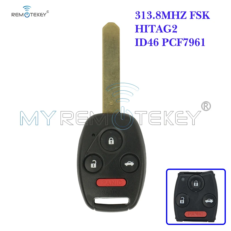 

Remtekey S2082-A 2-AT Remote Key MLBHLIK-1T 3 Button With Panic 72148-SNV-H010-M2 HON66 313.8 Mhz For Honda CRV FIt Key