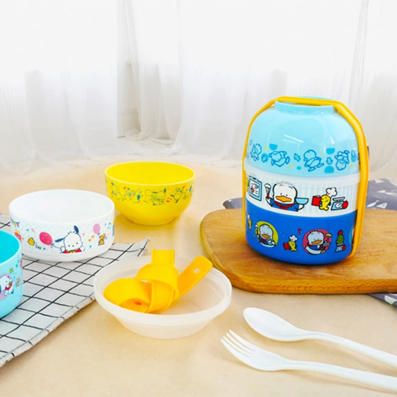 Cartoon Double-layer Lunch Box for Kids Microwaved To Heat Student Portable Lunch Box Fruit Box Children Snack Food Container