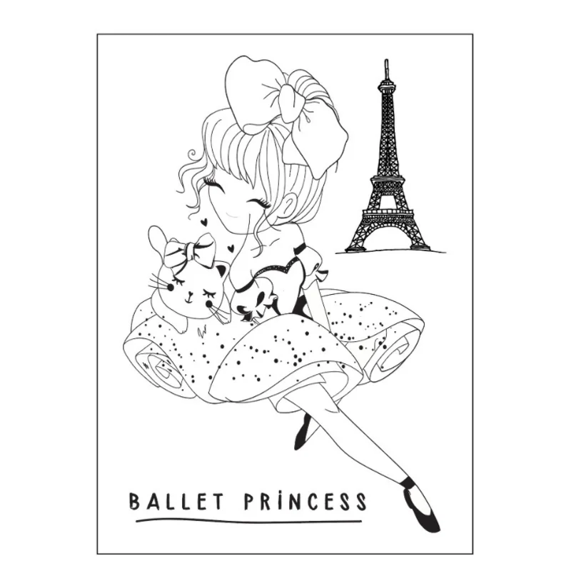 Ballet princesa transparente transparente selo de silicone scrapbooking estêncil pintura decorativa modelo material escolar de escritório