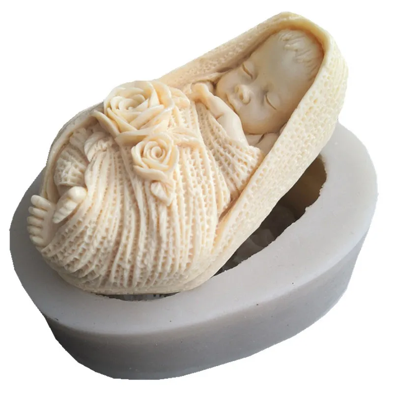 Śliczne Swaddled Baby Candle silikonowe formy do Handmade dekoracja stołu gipsowa żywica epoksydowa świeca aromaterapeutyczna silikonowa forma