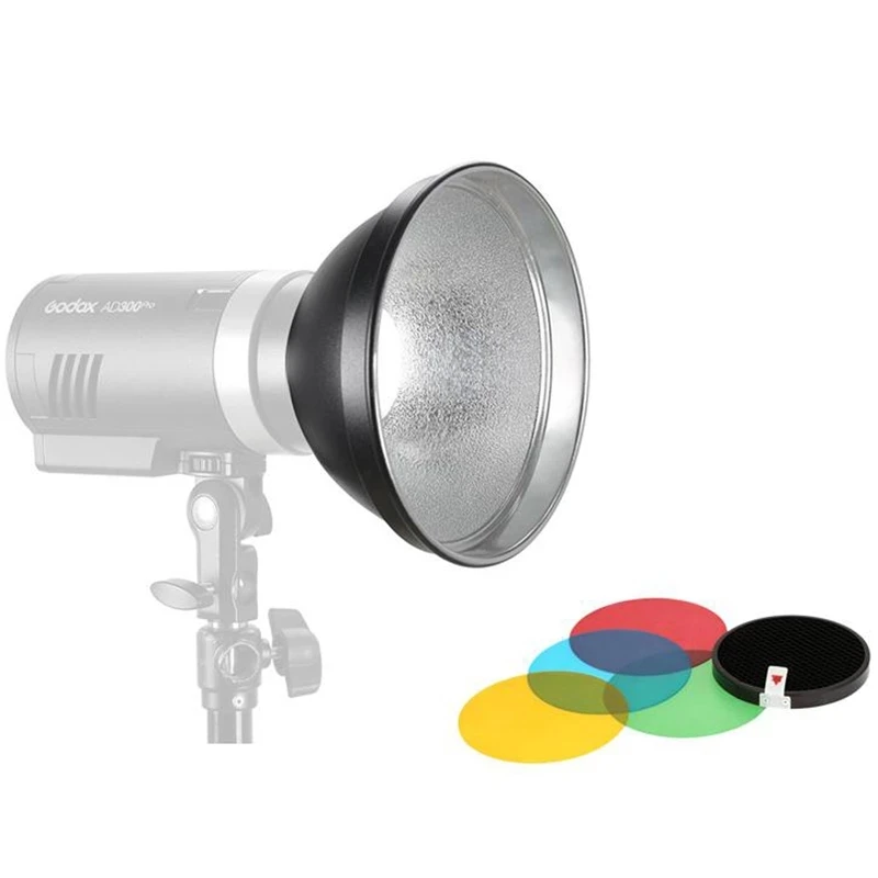 Godox AD-R14 Standard Reflector with Honeycomb and 5 Color Filters Holder for AD300Pro AD400Pro Outdoor Flash