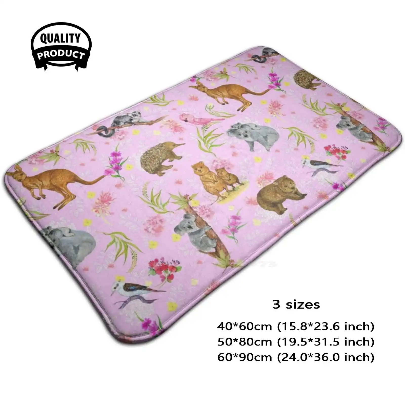 Australian ( Pink ) Soft Cushion Home Carpet Door Mat Car Rug Australiana Australia Animals Australian Native Flowers Koala