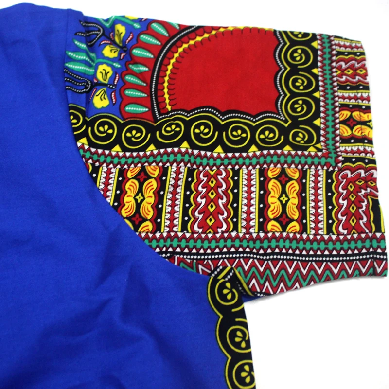 2020 New Fashion Design Dashiki afrykański nadruk niebieski O-Neck letnia sukienka z kieszenią do kolan sukienki damskie