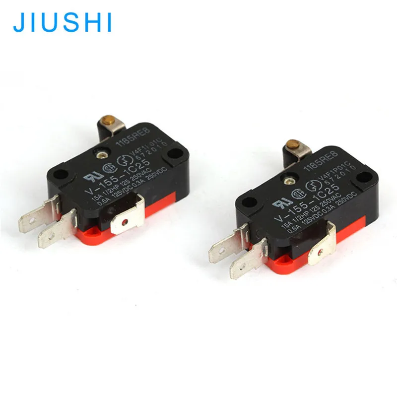 10pcs V-155-1C25 short roller lever micro switch 15A250V 1NO 1NC momentary switch