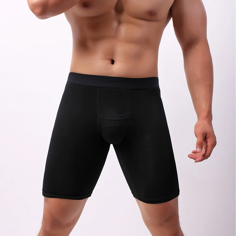 Ropa interior suave de Modal para hombre, Boxershort largo, cápsula para el cuidado del escroto, separación convexa en U, bragas para hombre,