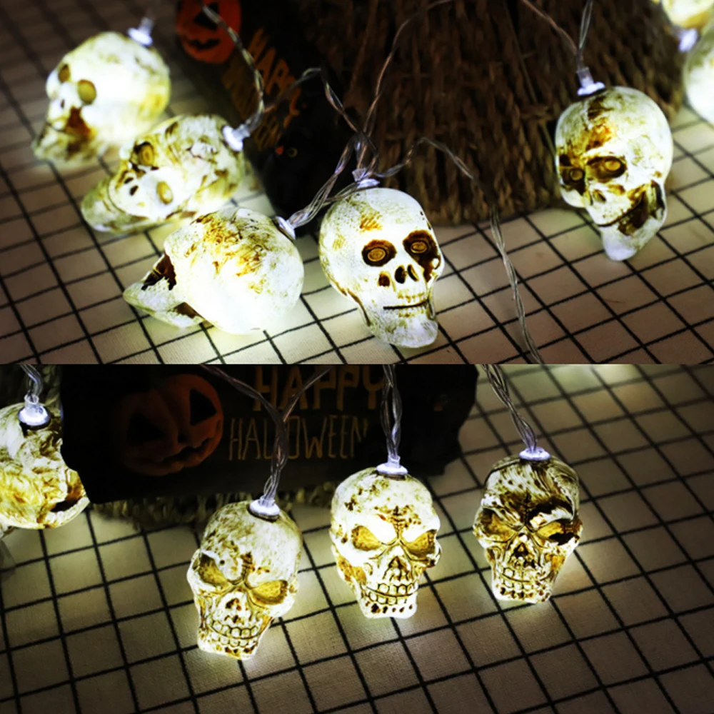 10LED 20LED 1.5M 3M girlanda żarówkowa LED noc Halloween światła zasilanie bateryjne łańcuchy świetlne do Halloween dekoracji na zewnątrz lampa wewnętrzna