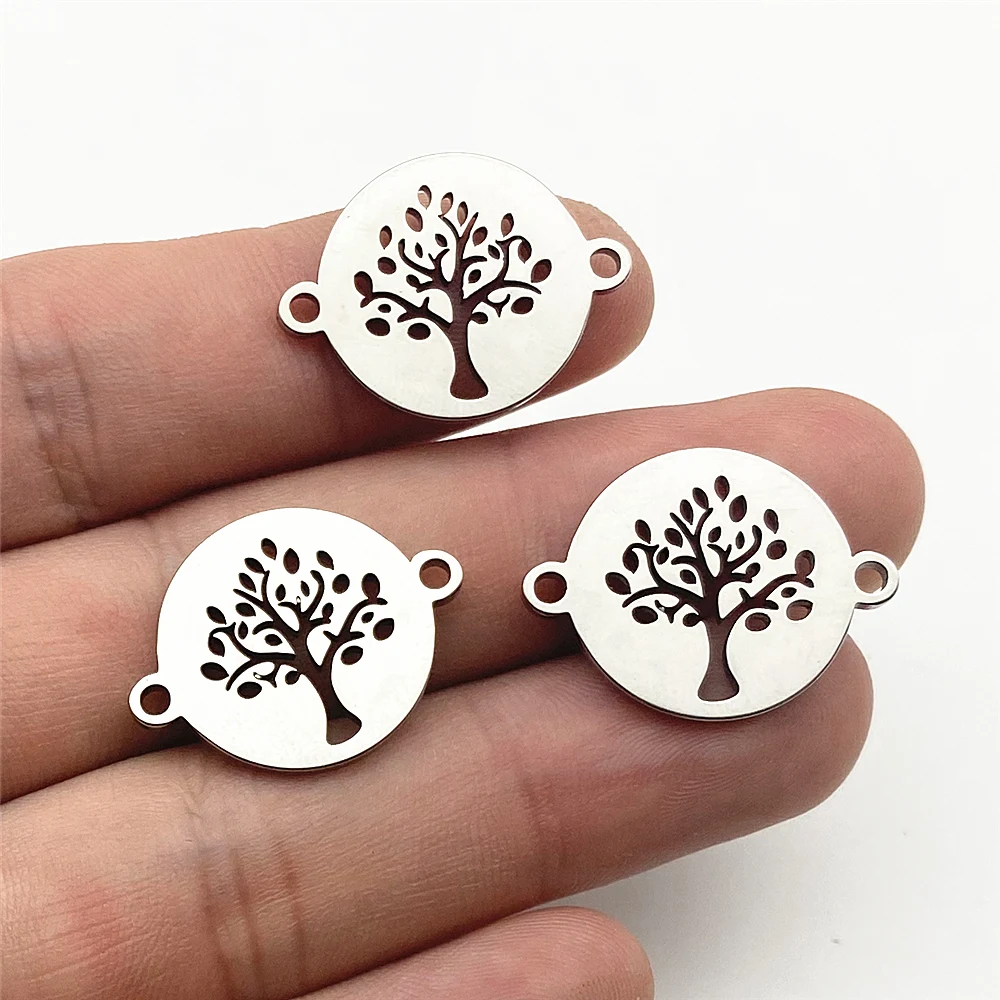 Tree Charm 5Pcs 23*17mm Peace Life Christmas Tree Stainless Steel Never Fade Jewelry Connector Handmade Making Diy Finding