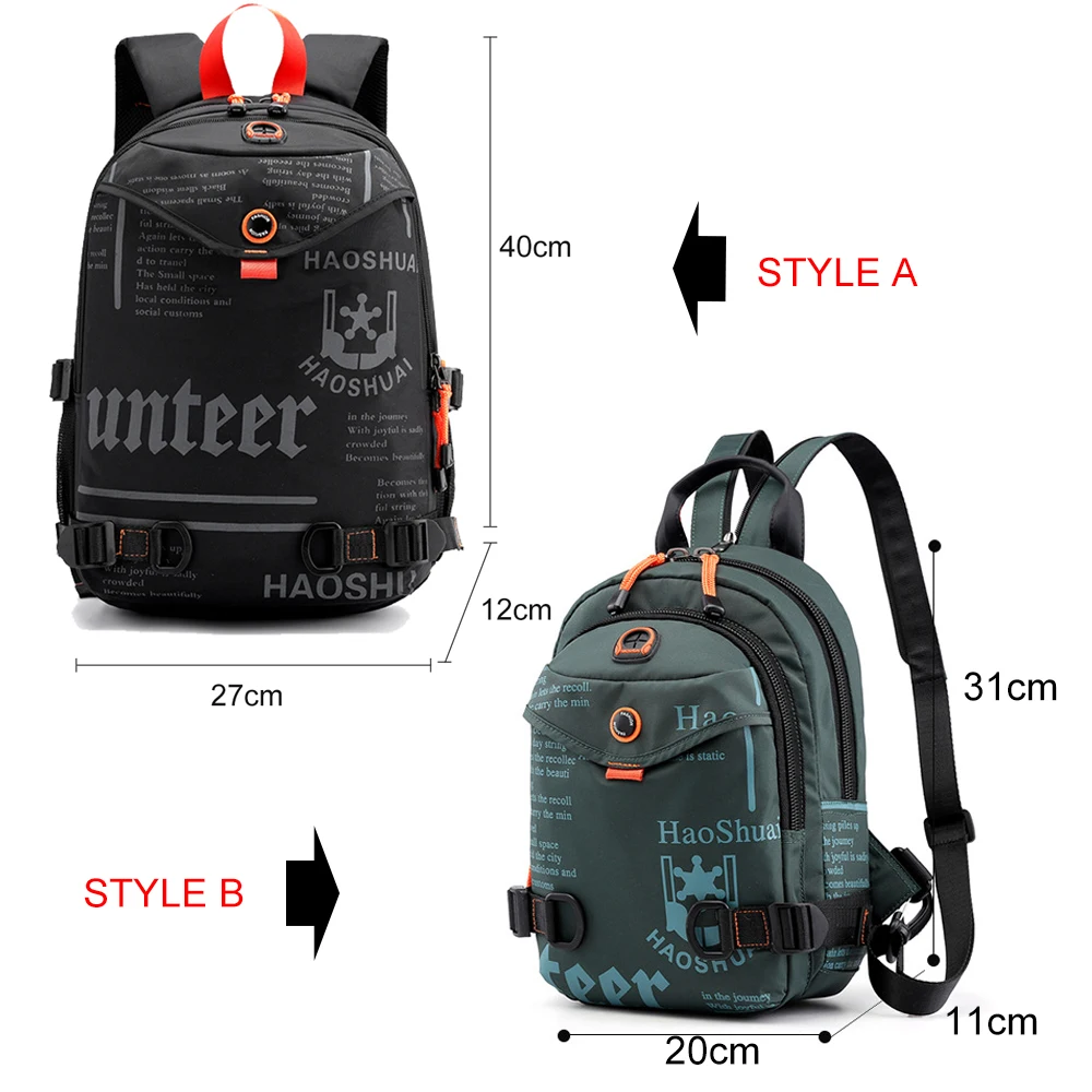 Men Mini Waterproof Backpack Ultra Light Nylon Travel Backpacks Teenage Student Collage Rucksack Letter Printing Small Bag XA24C