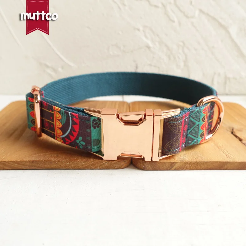 MUTTCO retailing ethnic style colorful handmade soft THE MAYA self-created dog collar 5 sizes UDC043M