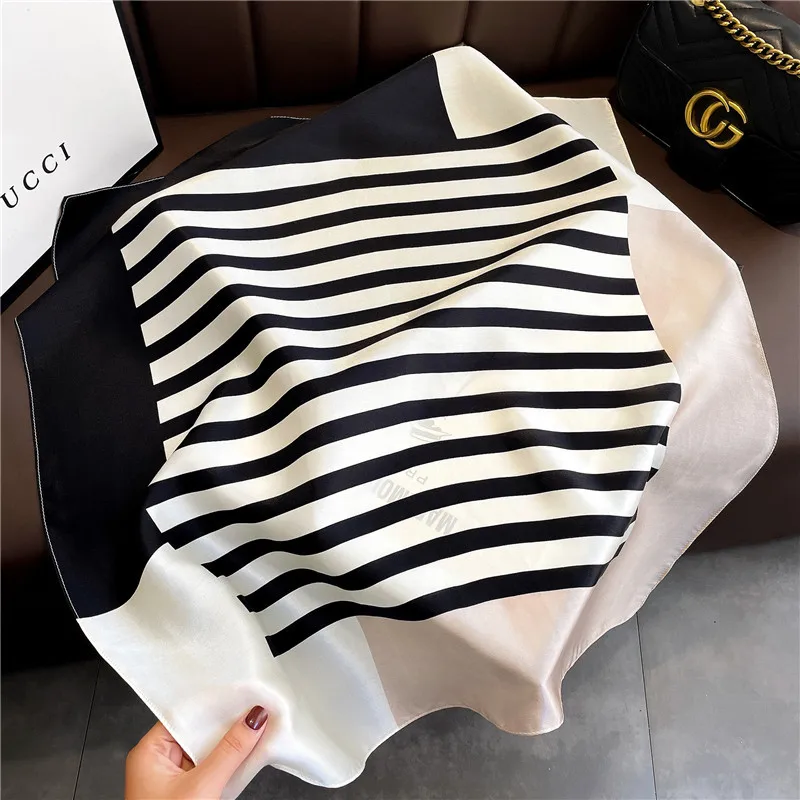 New 2023 100% Natural Real Silk Neckerchief For Women Brand Print Square Scarf Headscarf Pure Bandana Hijab Foulard Scarves