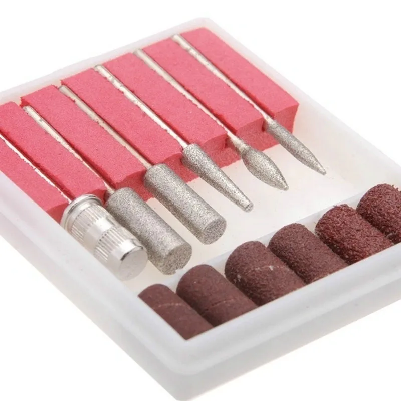 6 Stuks Nail Art Boren En Schuurbanden Voor Nail Drill Vervanging Stel Nail Electric File Metal Bit