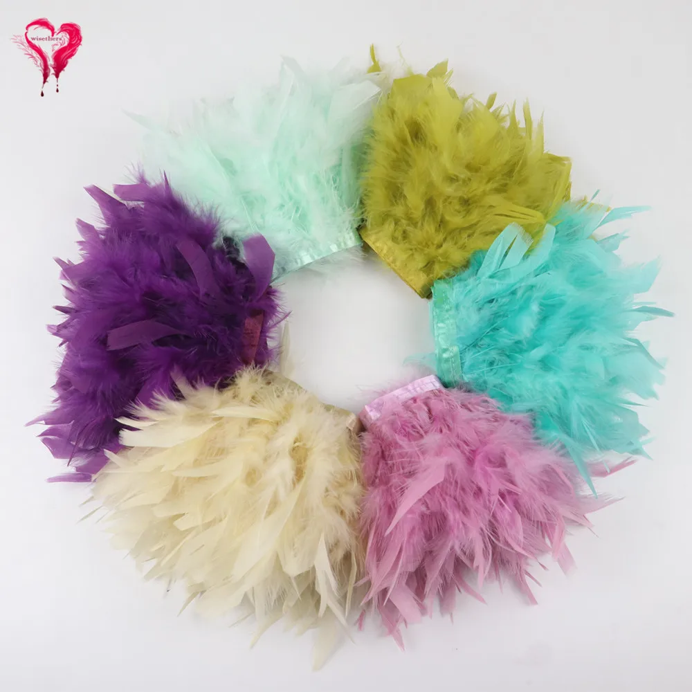 10 Yards Wholesale Fluffy Marabou Ribbon Lace Turkey Feather Trims Wedding Dress Carnival Clothing Sewing Accessories 4-6inches