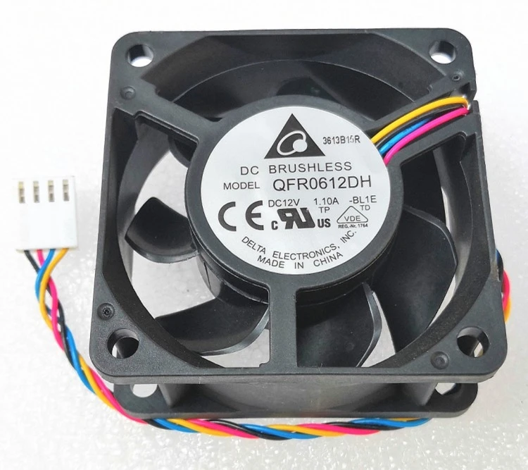 

Delta Electronics QFR0612DH BL1E DC 12V 1.10A 60x60x25mm 4-wire Server Cooling Fan