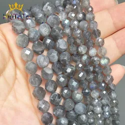 Natural Genuine Faceted Labradorite Beads Loose Spacer Beads For Jewelry DIY Making Bracelet Earrings Accessories 15