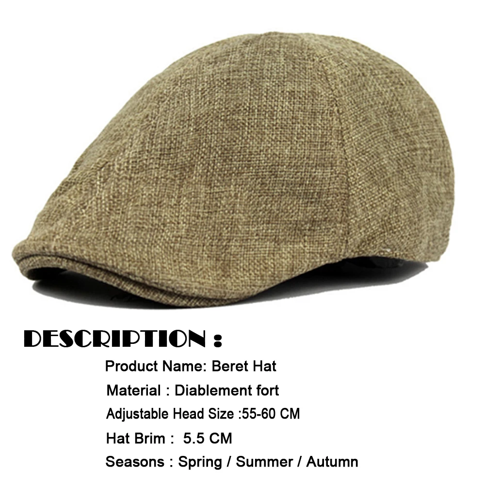 New Men\'s Solid Berets Hat Golf Driving Sun Flat Diablement Fort Gatsby Hat for Women Ivy Hat Summer Breathable Cabbie Newsboy