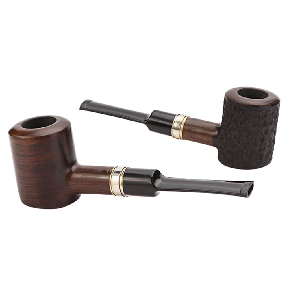 Portable Solid Wood Tobacco Pipe Traditional Style Natural Ebony Wooden Cigarette Filter Handheld Smoking Pipe For Men\'s Gadgets