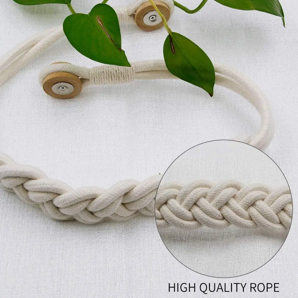 1Pc Curtain Holder Cilp Handwork White Woven Cotton Magnet Curtain Tieback Buckle Rope Holdback Drapery Home Decoration