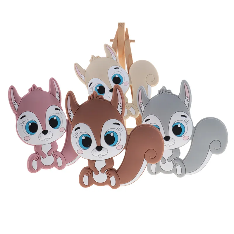 

10pcs Baby Silicone Teether Squirrel Pendant For Pacifier Teether For Teeth Babies Accessories Newborn BPA Free Baby Goods