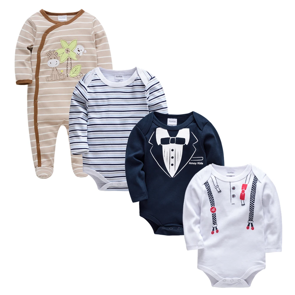 

4pcs/lot Newborn Boy Clothes Set long sleeve Clothing Cotton Full Sleeve Body bebe set Baby