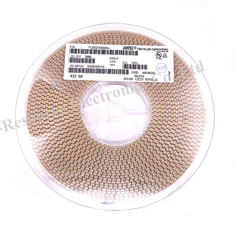 (10 шт.) TAJB227K016RNJ SMD Танталовый конденсатор с алюминиевой крышкой, Тип B 3528 220 мкФ (227) ± 10% 16V