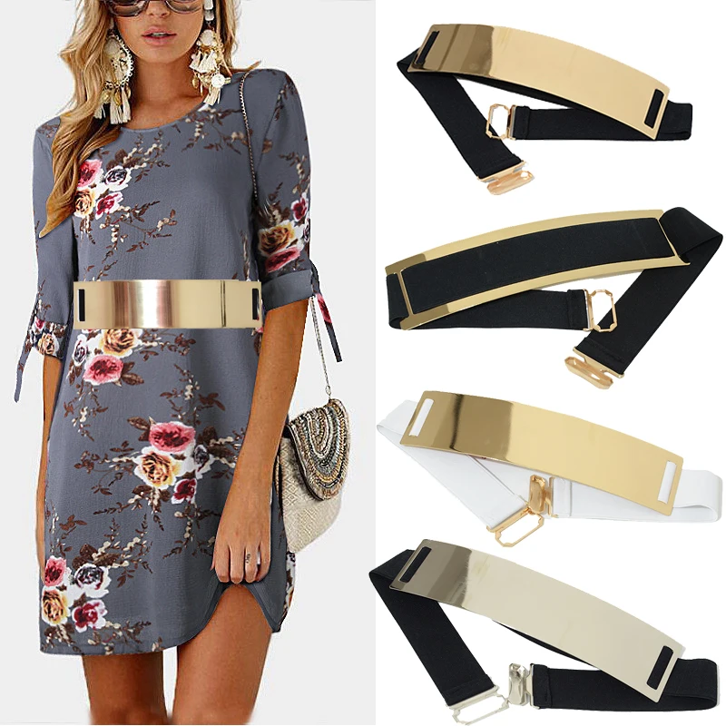 (10pc) Ladies Clothing Brand Belts Accessories Gold Silver Brand Belt Classic Elastic Ceinture Femme 5 Color Ladies Belt bg-1368