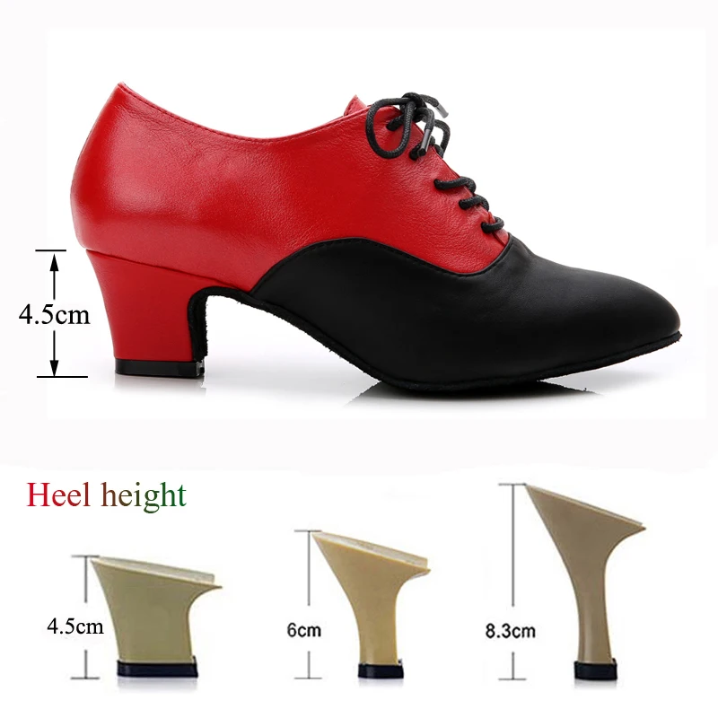 Zapatos de baile latino para mujer, zapatos de baile de salón, Tango, Salsa, zapatillas de baile de Jazz modernas, rojo y negro