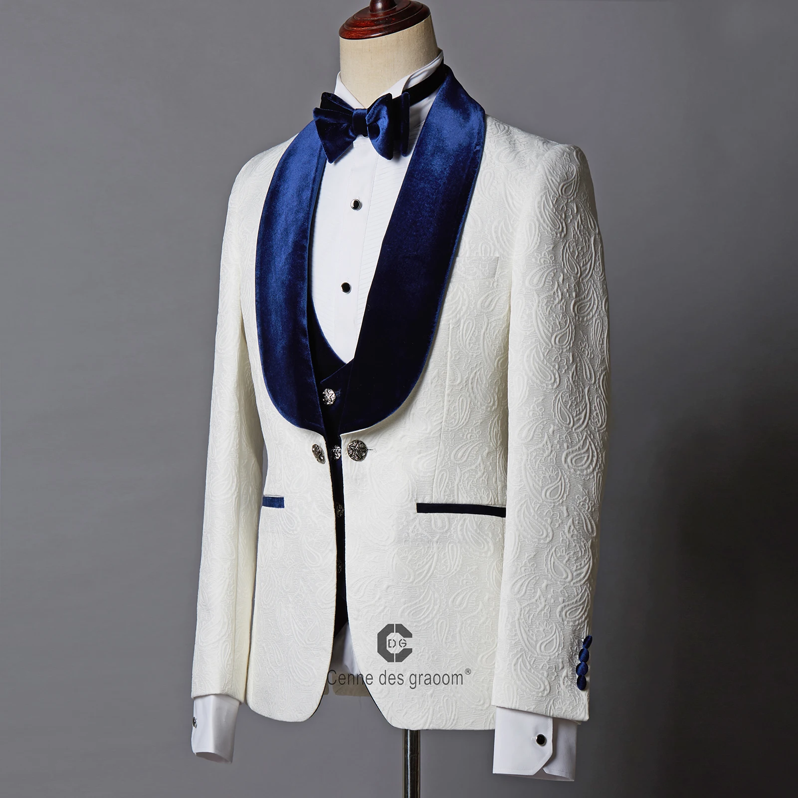 Cenne Des Graoom Latest Coat Design Men Suits Tailor-Made Tuxedo Blazer Velvet Lapel Wedding Party Groom Costume Homme