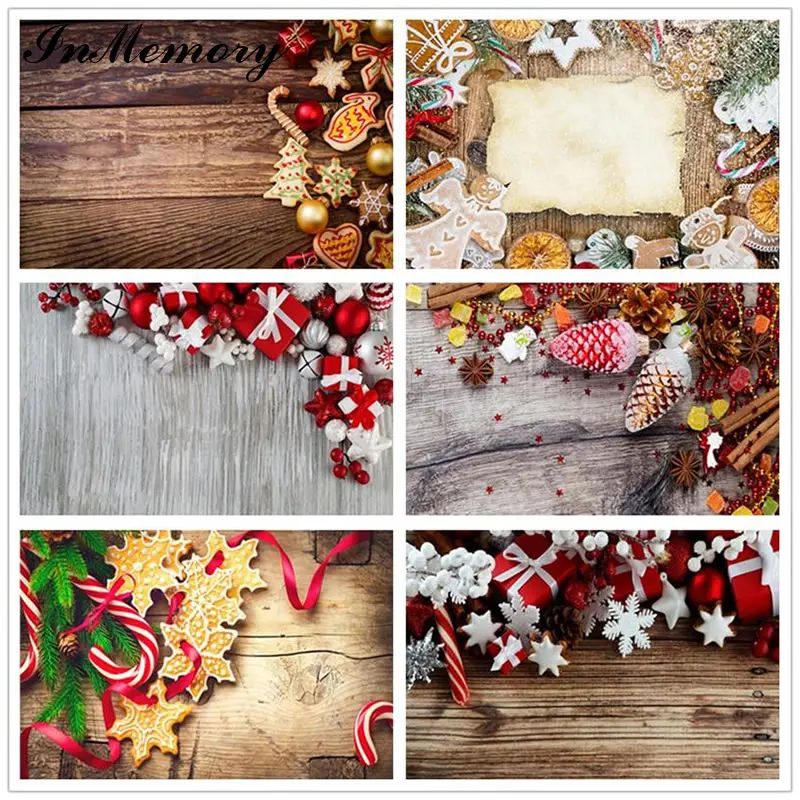 InMemory 90x60cm Christmas wood Backdrops for Photo Small Size Christmas Gift Photography Background Holiday Photophone