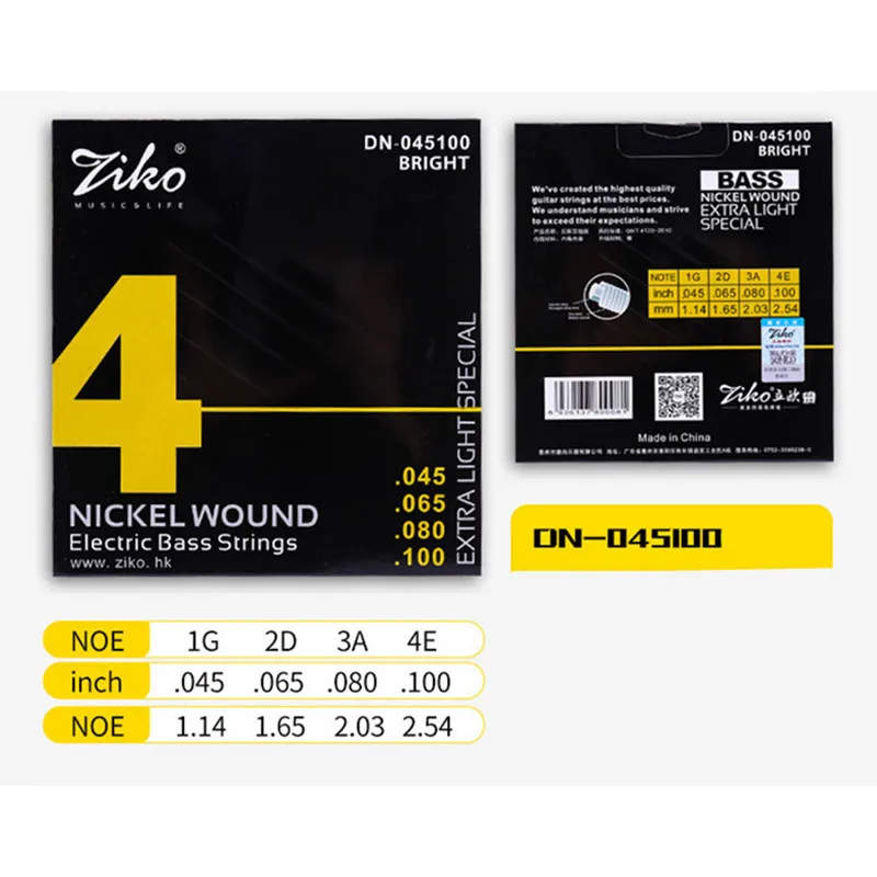 DN-045 ZIKO 045-100 Bass Electric Guitar Strings Parts Wholesale Musical Instruments Accessories