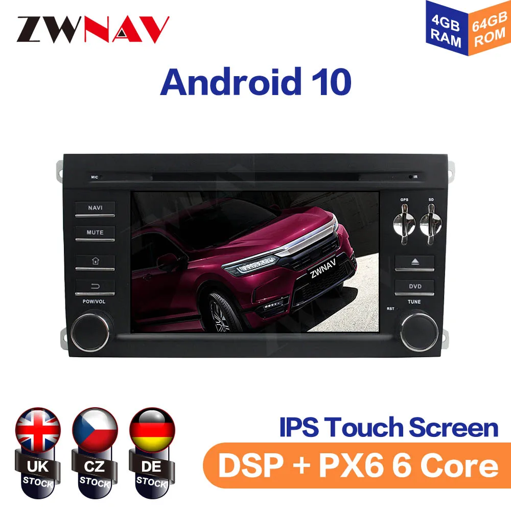 Android 10 PX5/PX6 Car DVD Player Multimedia Player GPS Navigation For Porsche Cayenne 2003-2010 Auto Radio Stereo Head unit DSP