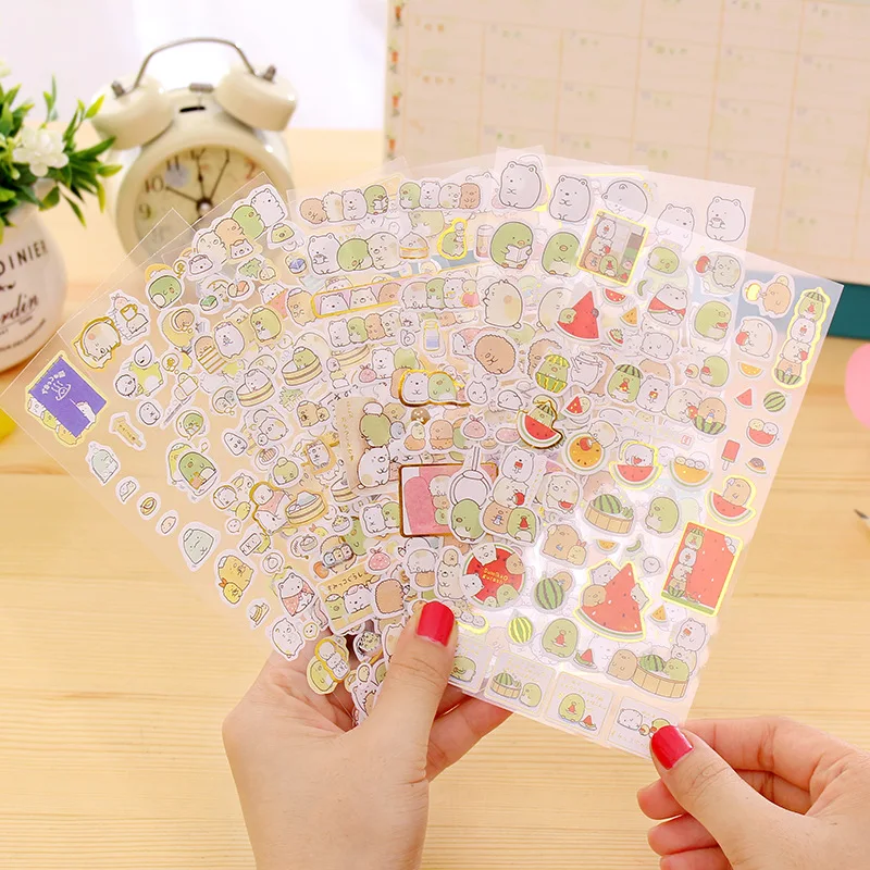 4pcs/Lot Sumikko gurashi paper sticker Cute bear penguin cat Decorative adhesive for diary letter scrapbook Stationery