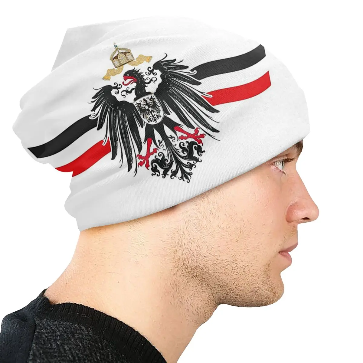 Bandiera dell\'impero tedesco Imperial Eagle Skullies berretti germania cappello Cool Street berretti Unisex cappello lavorato a maglia con cofano a